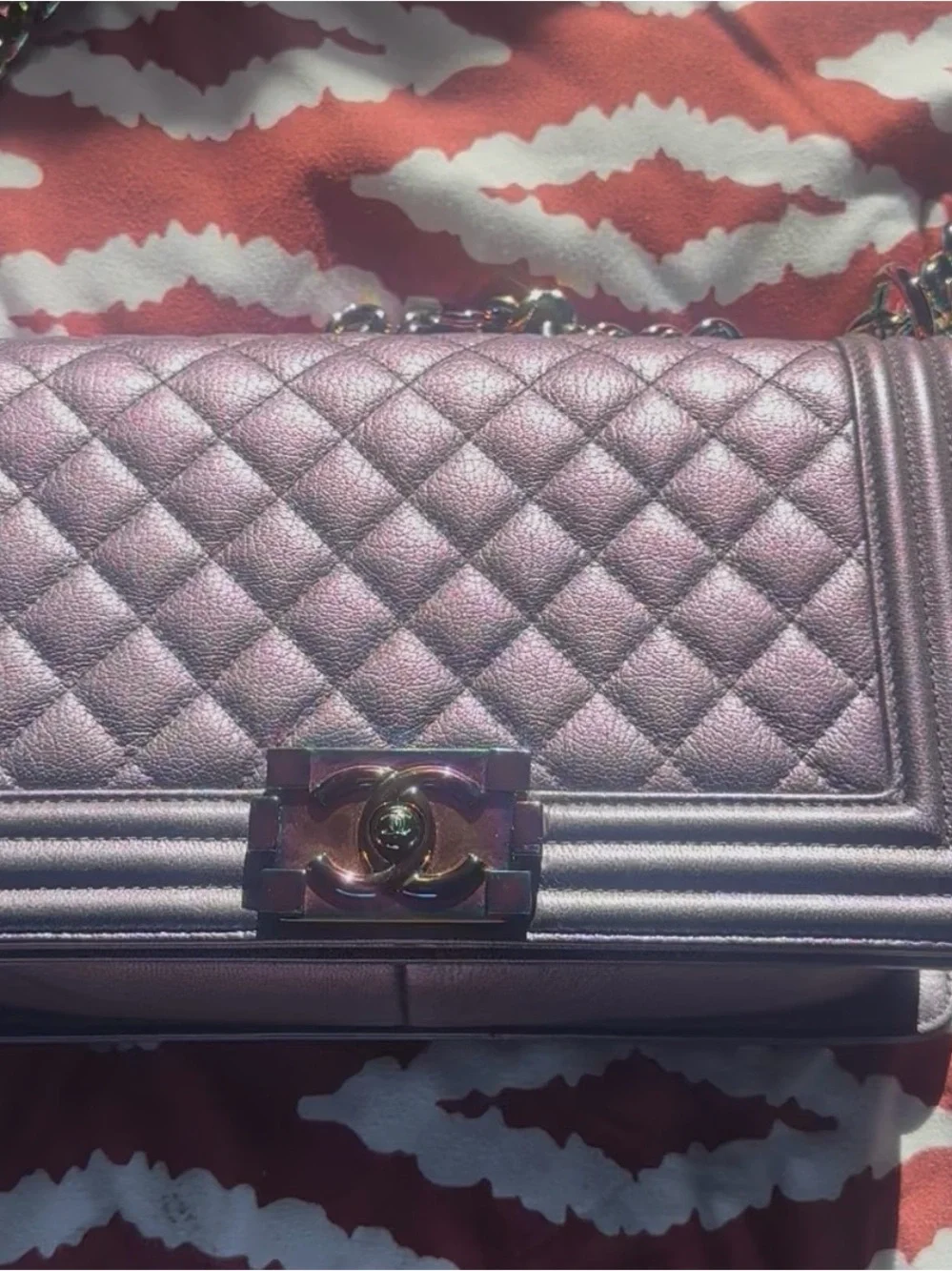 CHANEL Mermaid Purple Iridescent Boy Bag